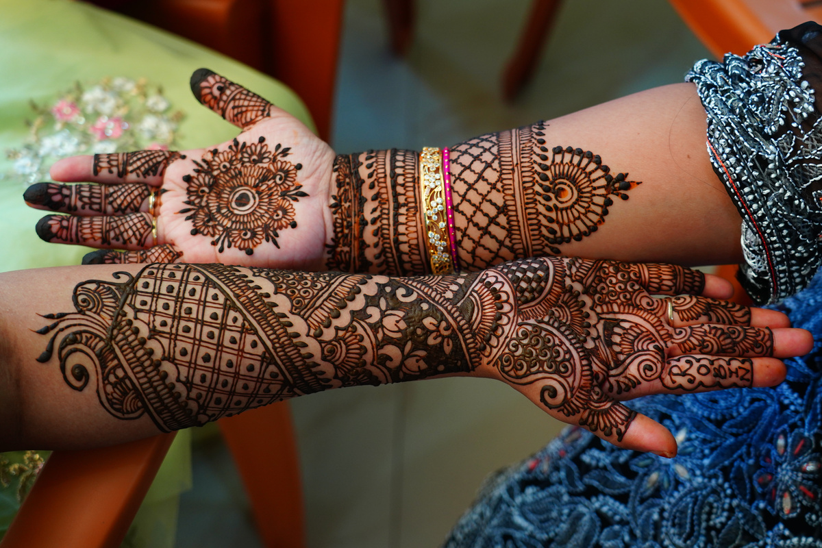 Close-Up Shot of a Person with Mehndi Tattoos